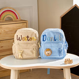 Personalized Name Toddler Backpack Custom Embroidered Kids Backpack Corduroy Small Mini School Bag for Preschool Kindergarten Birthday Back to School GiftS for Girls Boys 4-15 Years