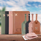 Personalised Durable Leather Passport Cover, Custom Luggage Tag Set with Name