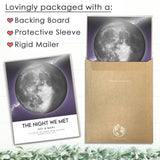 Custom Moon Phase Gift for Specific Date | Romantic Gifts for Her | Gifts for Husband | Personalized Night Sky | Paper Anniversary | (e.g. Wedding Valentine's Day Birthday etc) | Grey with Thin Border & Front Glow
