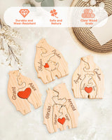 Personalized Wooden Bear Family Puzzle Custom Bears with Names Decorative Signs Customized Home Decoration Gifts for Father's Day Christmas Mother's Day Birthday