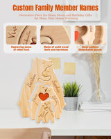 Personalized Wooden Bear Family Puzzle Custom Bears with Names Decorative Signs Customized Home Decoration Gifts for Father's Day Christmas Mother's Day Birthday