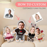 Custom Face Pillow Cute Personalized Photo Plush Doll 3D Double-Sided Plush Stuffed Pillow for Home Sofa Decor Customized Funny Pillow for Valentines Day Gifts for Boyfriend Girlfriend Him Her