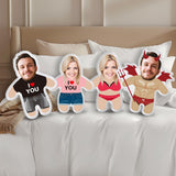 Custom Face Pillow Cute Personalized Photo Plush Doll 3D Double-Sided Plush Stuffed Pillow for Home Sofa Decor Customized Funny Pillow for Valentines Day Gifts for Boyfriend Girlfriend Him Her