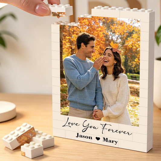 Custom Building Brick Puzzles from Photos Personalized Picture Block Puzzle with Text Custom Picture Gifts for Couple Family Friends Personalized Anniversary Birthday Gifts DIY Home Decor