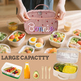 Personalized Kids Insulated Lunch Bag with Name & Logo Customization Portable Preppy Children Lunch Box Bag for Girls 3-Lays Insulated Large Lunch Tote Toxes for School Travel Picnic Birthday Gifts