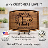Personalized Wedding Gift Cutting Board for Couples Custom Engraved Walnut Cherry or Bamboo Wood Charcuterie Board Anniversary & Housewarming Real Estate Closing Engagement & Bridal Shower Gift