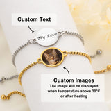 Personalized Heat Activated Hidden Photo Adjustable Bracelets for Women Men