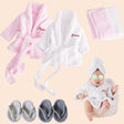 Personalized Baby Robe with Embroidery Name Custom Baby Bath Robe for Girls and Boys with Washcloth or Slippers Gift for Baby Showers Newborn Baby Gifts Birthday Gifts Baby Essentials(0-12 M)