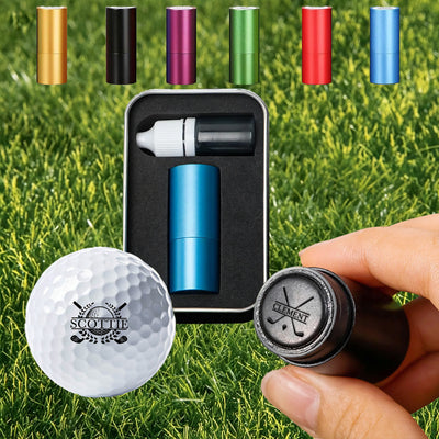 Personalized Large Golf Ball Stamp – 20 mm Logo with Metal Storage Case Custom Name or Logo Reusable Golf Ball Marking Men's Golf Accessories Gifts for Golf Lovers Golfers Dad Husband