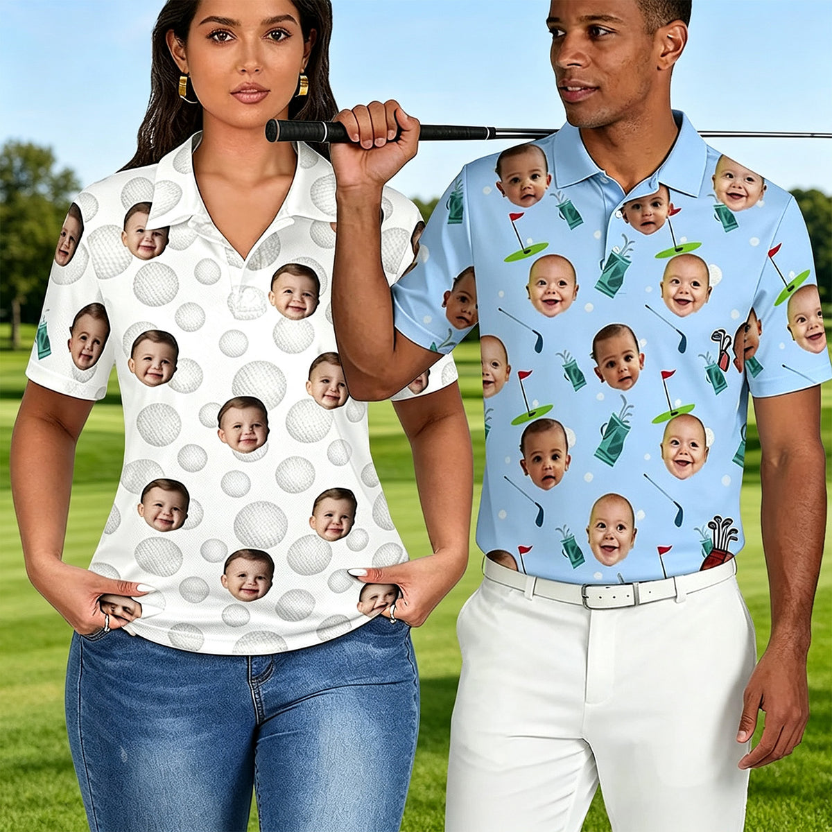 Personalized Golf Polo Shirt  Custom Face on Shirt  Funny Print Quick Dry Polo Shirt  Unisex Golf Outfits  Gifts for Golf Enthusiasts  Golfer  Dad  Grandpa Husband Boyfriend Family Friends
