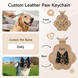 Personalized Pet Memorial Gifts for Dogs - Custom Name Paw-Shaped Leather Keychain Refillable Keepsake for Bag or Key