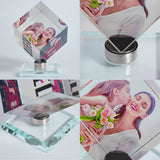 Personalized Photo Collage Frame 3D Rotatable Crystal Cube Custom Multi Picture Frame DIY Wedding Photo Frame Personalized Keepsake Gift for Wedding Gifts Home Decoration Family Love Friends