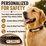 Personalized Dog Collar - Custom Leather Dog Collar with Engravable Nameplate - Durable Name Tag Collar - Customizable Dog Collar - Comfortable ID Collars for Small Medium Large Dogs