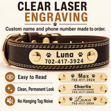 Personalized Dog Collar - Custom Leather Dog Collar with Engravable Nameplate - Durable Name Tag Collar - Customizable Dog Collar - Comfortable ID Collars for Small Medium Large Dogs