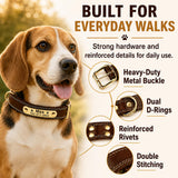 Personalized Dog Collar - Custom Leather Dog Collar with Engravable Nameplate - Durable Name Tag Collar - Customizable Dog Collar - Comfortable ID Collars for Small Medium Large Dogs