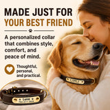 Personalized Dog Collar - Custom Leather Dog Collar with Engravable Nameplate - Durable Name Tag Collar - Customizable Dog Collar - Comfortable ID Collars for Small Medium Large Dogs