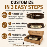 Personalized Dog Collar - Custom Leather Dog Collar with Engravable Nameplate - Durable Name Tag Collar - Customizable Dog Collar - Comfortable ID Collars for Small Medium Large Dogs