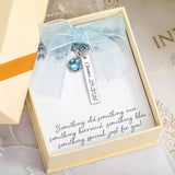 Personalized Blue Crystal Bridal Bouquet Charm with Engraved Text  Something Blue Wedding Gift for Bride