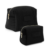 Personalized Velvet Makeup Bag, Custom Quilted Cosmetic Bag
