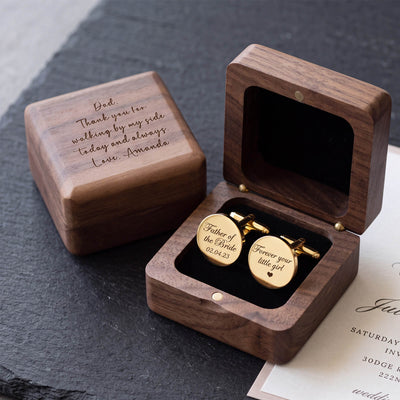 Personalized Father of the Bride Cufflinks Custom Engraved Cufflinks Forever Your Little Girl Stainless Steel Cuff Links with Wood Gift Box Jewelry Gift for Father Wedding Gifts for Daddy