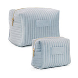 Personalized Velvet Makeup Bag, Custom Quilted Cosmetic Bag