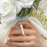 Personalized Blue Crystal Bridal Bouquet Charm with Engraved Text  Something Blue Wedding Gift for Bride