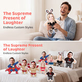 Custom Face Pillow Cute Personalized Photo Plush Doll 3D Double-Sided Plush Stuffed Pillow for Home Sofa Decor Customized Funny Pillow for Valentines Day Gifts for Boyfriend Girlfriend Him Her