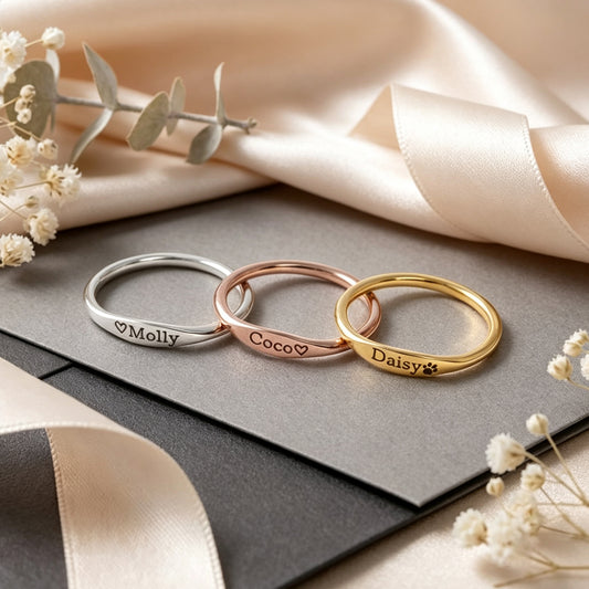 Personalized Engraved Rings for Women Custom Name Ring Non Tarnish Gold Plated Stackable Rings for Her Mom Grandma Girlfriend Wife Womens Ring for Daily Wear Party Wedding Travel