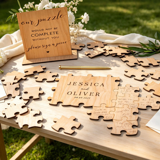 Personalized Wedding Puzzle Guest Book Alternative Custom Couple's Names & Date Wooden Puzzle Guestbook Ideas Guest Book Wedding Reception Sign in Book for Wedding Birthday Anniversary