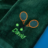 Personalized Tennis Towel – Custom Name & Racket Embroidery