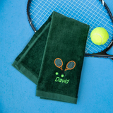Personalized Tennis Towel – Custom Name & Racket Embroidery