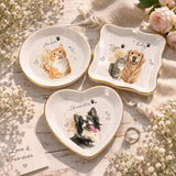 Custom Pet Jewelry Tray Watercolor Dog Portrait Ceramic Trinket Ring Dish Personalized Photo Jewelry Storage Keepsake Dog Cat Memorial Gift Pet Lover Gift