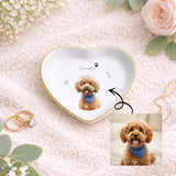 Custom Pet Jewelry Tray Watercolor Dog Portrait Ceramic Trinket Ring Dish Personalized Photo Jewelry Storage Keepsake Dog Cat Memorial Gift Pet Lover Gift